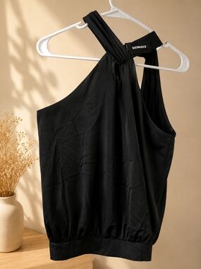 Express Black Neck Tie Strap Top